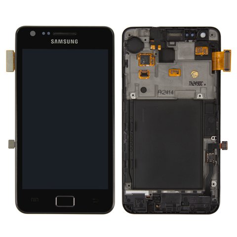 Дисплей для Samsung I9100 Galaxy S2, черный, с рамкой, Оригинал переклеено стекло 