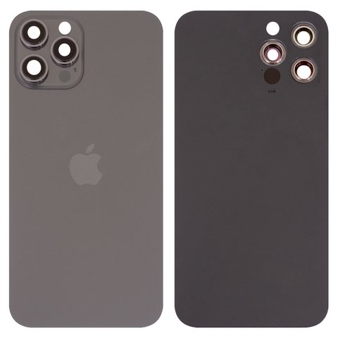 Задня панель корпуса для iPhone 12 Pro Max, сіра, із склом камери, small hole, graphite