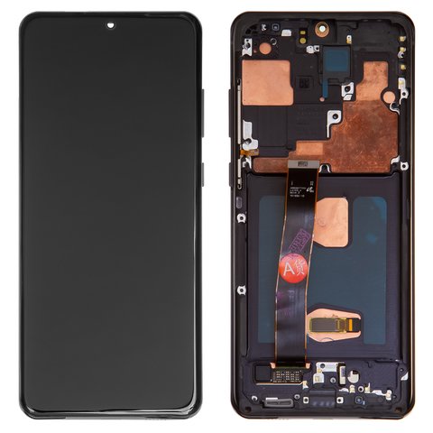 Дисплей для Samsung G988 Galaxy S20 Ultra, чорний, з рамкою, Оригінал переклеєне скло , cosmic black