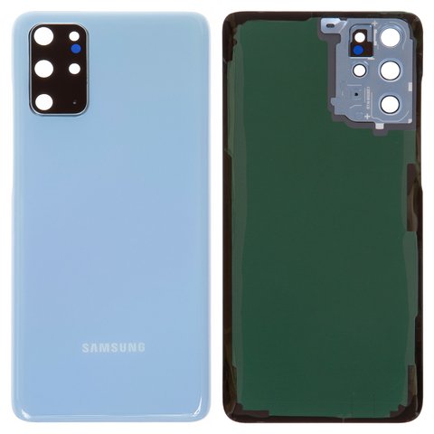 Задня панель корпуса для Samsung G985 Galaxy S20 Plus, G986 Galaxy S20 Plus 5G, блакитна, із склом камери, cloud blue