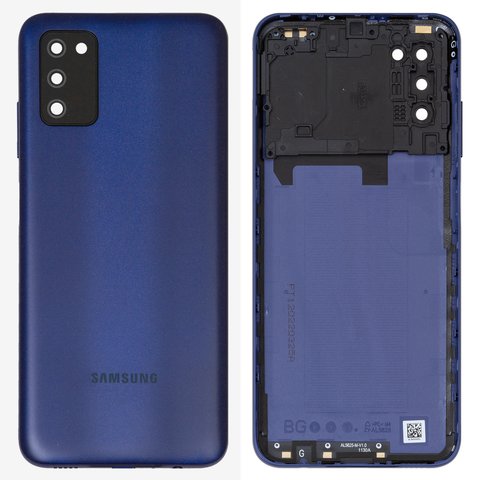 Задня панель корпуса для Samsung A037F Galaxy A03s, синя, із склом камери