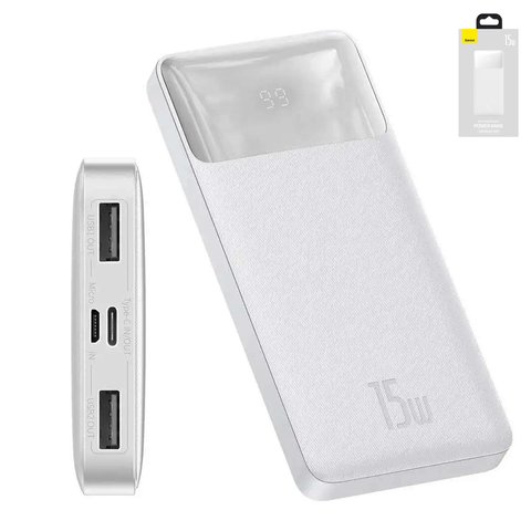 Power bank Baseus Bipow Digital, 10000 мАч, 15 Вт, белый, #PPDML I02