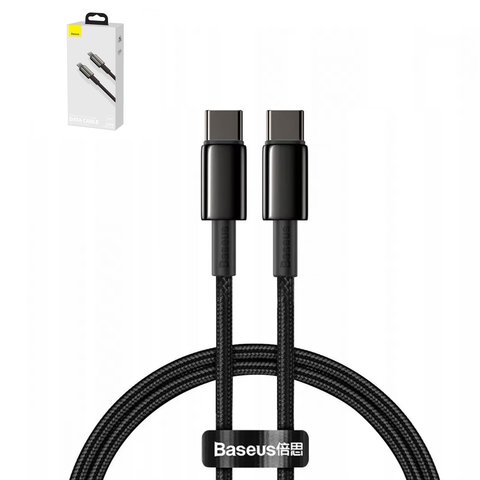 USB кабель Baseus Tungsten Gold, 2xUSB тип C, 100 см, 100 Вт, чорний, #CATWJ 01