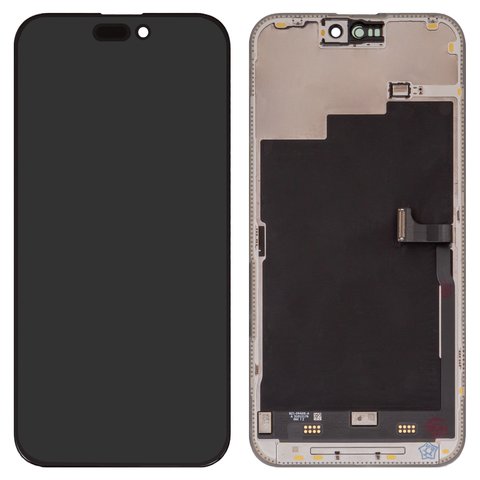 Дисплей для iPhone 15 Pro Max, чорний, з рамкою, Оригінал переклеєне скло