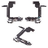 Шлейф для iPhone 15 Pro Max, конектора зарядки, чорний, з мікрофоном, High Copy