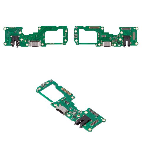 Шлейф для Oppo A96 5G, конектора навушників, конектора зарядки, з мікрофоном, з компонентами, Сopy, плата зарядки