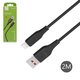 USB кабель SkyDolphin S61LB, USB тип-A, Lightning, 200 см, 2,4 А, черный