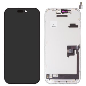 Дисплей для iPhone 16 Pro, черный, с рамкой, High Copy, без микросхемы, AMOLED , GX OEM soft, 120Hz