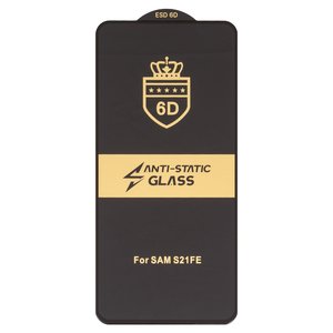 Захисне скло ESD 6D для Samsung G990B Galaxy S21 FE 5G, сумісне з чохлом, Full Glue, Anti Static, без упаковки , чорний