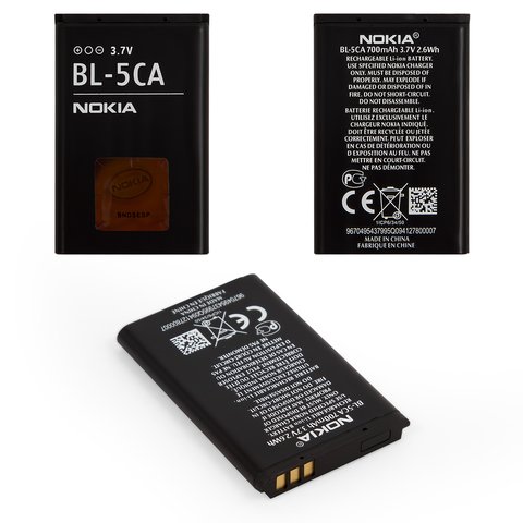 Аккумулятор BL 5CA для Nokia 100, 1200, Li ion, 3,7 В, 700 мАч, Original PRC 