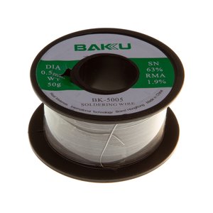 Estaño BAKU BK 5005, Sn 63% , Pb 35,1%, flux 1,9%, 0,5 mm, 50 g