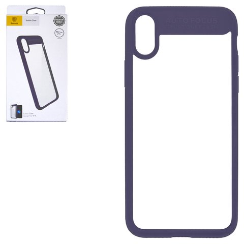 Case Baseus compatible with iPhone X, dark blue, transparent, silicone, glass  #ARAPIPHX SB15