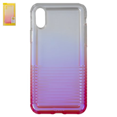 Case Baseus compatible with iPhone X, iPhone XS, pink, colourless, with relief, with iridescent color, protective, silicone  #WIAPIPH58 XC04