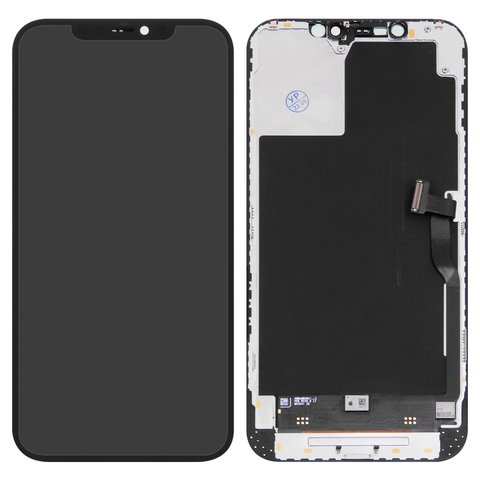 Pantalla LCD puede usarse con iPhone 12 Pro Max, negro, con marco, vidrio reemplazado