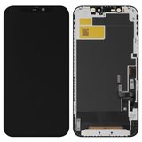 Pantalla LCD puede usarse con iPhone 12, iPhone 12 Pro, negro, con marco, AAA, (TFT), JK