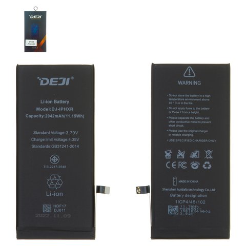 Batería Deji puede usarse con Apple iPhone XR, Li ion, 3.79 V, 2942 mAh, original IC