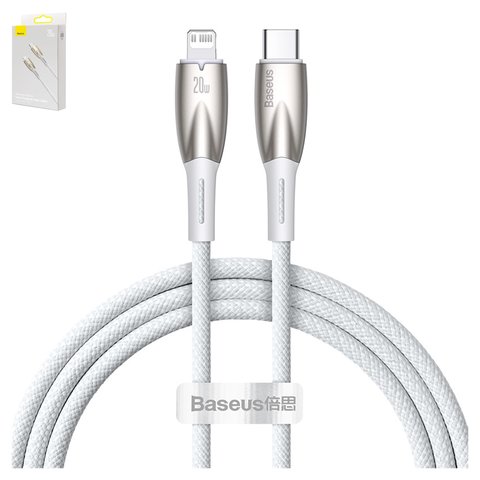 USB Cable Baseus Glimmer, USB type C, Lightning, 100 cm, 20 W, white  #CADH000002