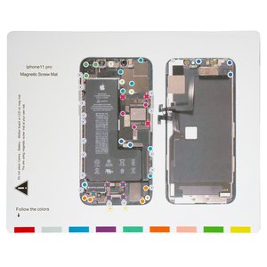 Insulation Mat compatible with Apple iPhone 11 Pro, to organize screws, magnetic 