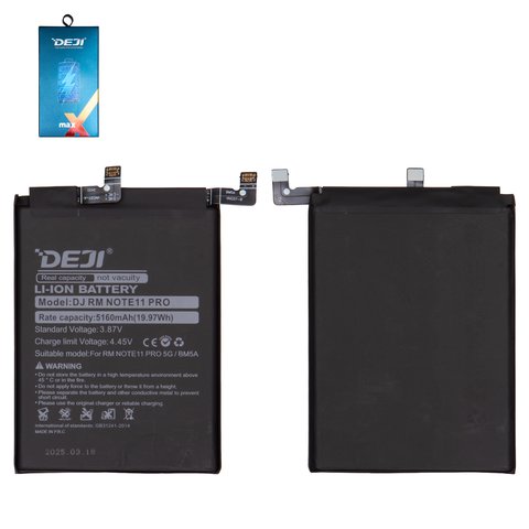 Battery Deji BM5A compatible with Xiaomi Redmi Note 11 Pro, Li ion, 3.87 V, 5160 mAh 