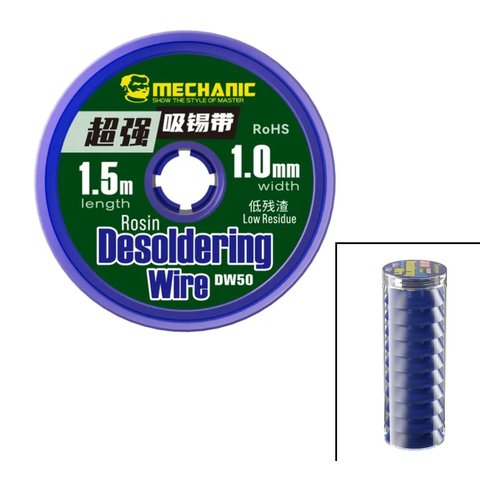 Desoldering Wick Mechanic DW50 1015, w. 1 mm, L  1.5 m, 10 pcs. 