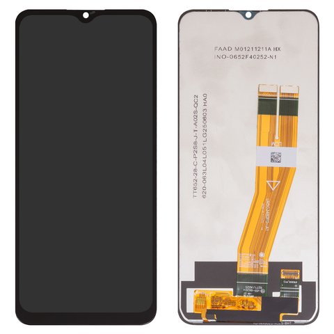 LCD compatible with Samsung A025F DS Galaxy A02s, M025 Galaxy M02s, black, without frame, Copy, with yellow cable, 160,5x72 mm  