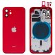 Housing compatible with iPhone 12, (red, with SIM card holders, with side button, HC, red)