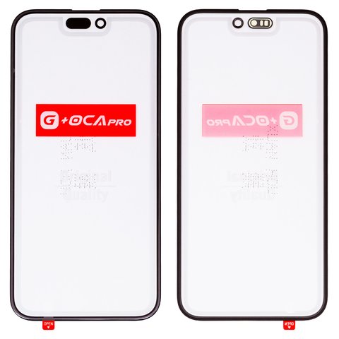 Housing Glass G+OCA PRO compatible with iPhone 15 Plus, with OCA film, black 