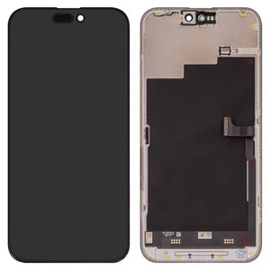 LCD compatible with iPhone 15 Pro Max, black, with frame, change glass 