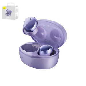 Auricular Baseus Bowie E2, inalámbrica, de vacío, morada, con funda de carga, con cable USB Tipo C, #NGTW090005