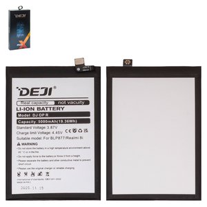 Batería Deji BLP877 puede usarse con Realme 8, 8i, C35, Narzo 50i Prime, Note 50, Li ion, 3.87 V, 5000 mAh