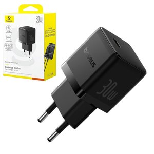 Adaptador de red Baseus Palm, 30 W, Fast Charge, negro, 1 puerto, #P10111605113 00