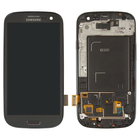 Дисплей для Samsung I9300 Galaxy S3, сірий, Оригінал переклеєне скло 