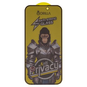 Захисне скло для Apple iPhone 15 Pro, сумісне з чохлом, Full Glue, Anti Static, Anti Peeping, чорний, gorilla