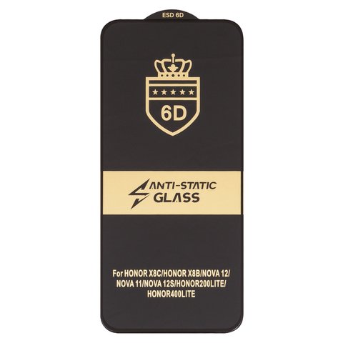 Защитное стекло ESD 6D для Huawei Honor 200 Lite, Honor X8b, совместимо с чехлом, Full Glue, Anti Static, без упаковки , черный