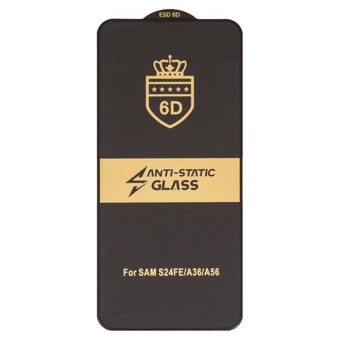 Защитное стекло ESD 6D для Samsung A366 Galaxy A36, A376 Galaxy A37, A566 Galaxy A56, A576 Galaxy A57, S721 Galaxy S24 FE, совместимо с чехлом, Full Glue, Anti Static, без упаковки , черный